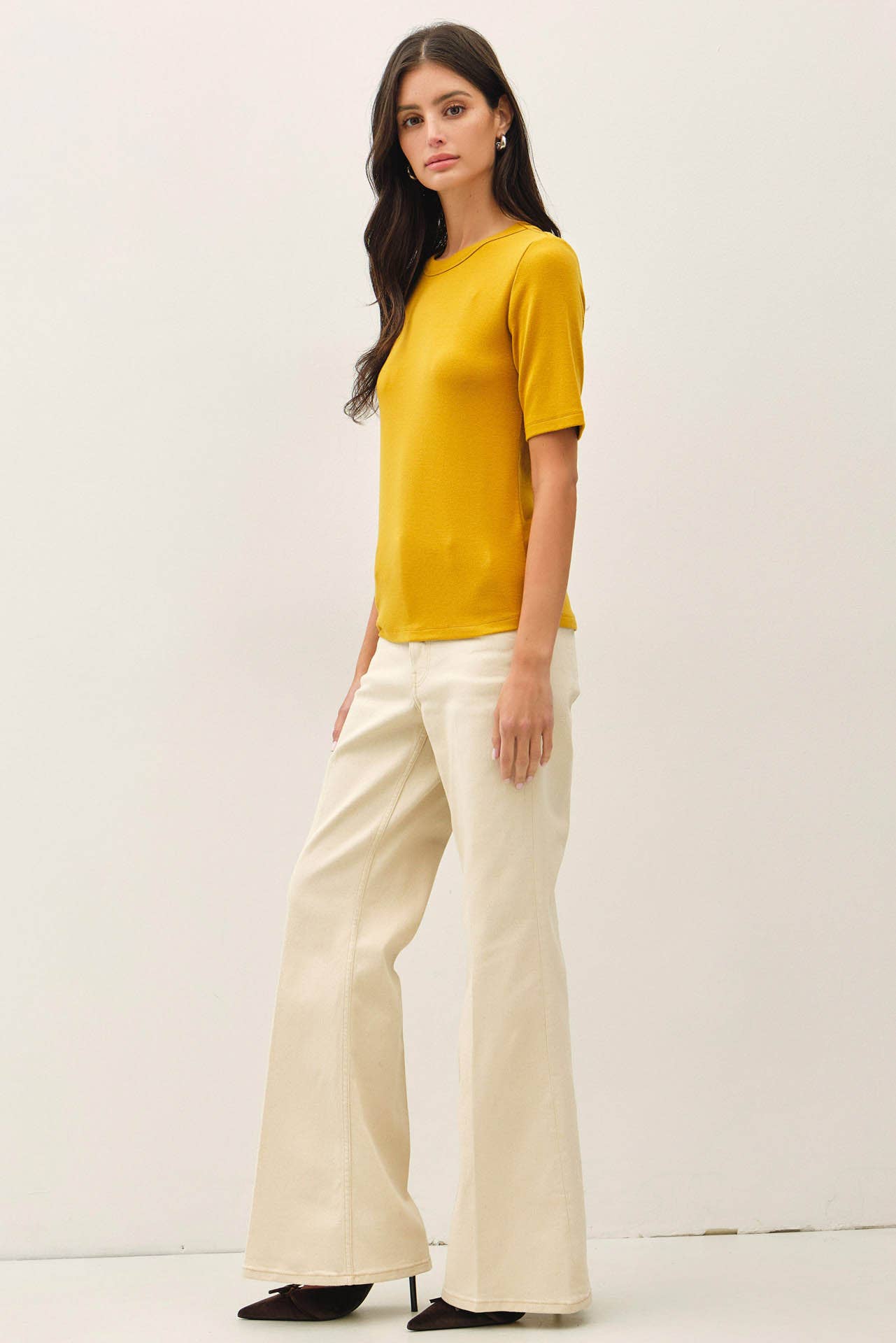 Be Cool - [NEW COLOR]ULTRA SOFT BASIC SHORT SLEEVE TOP : WINE / L