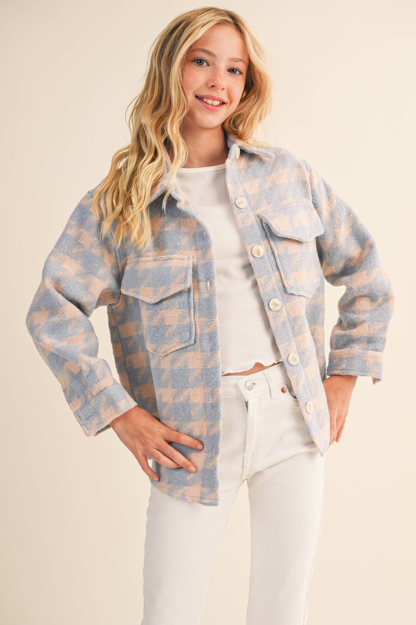 Girls Houndstooth Shacket