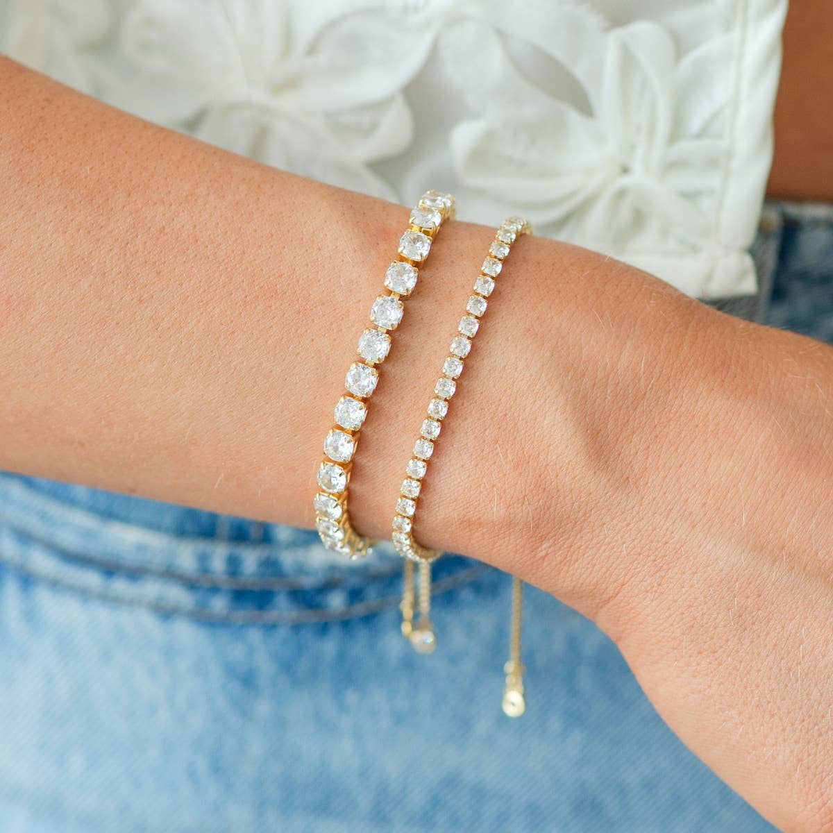 Splendid Iris - Pulley Tennis Bracelet: Gold / 3mm