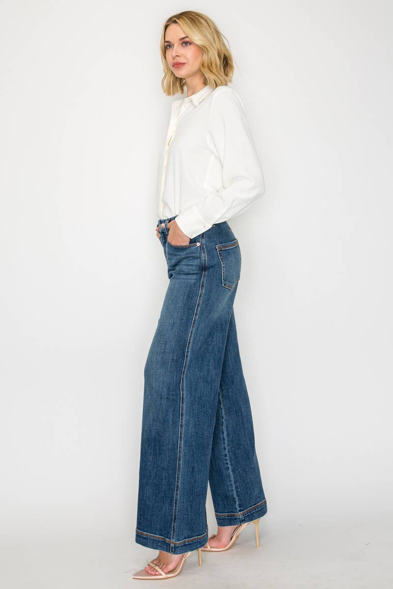 Relaxed High Rise Palazzo Jeans