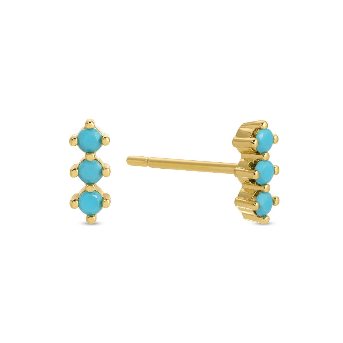 Splendid Iris - Triple CZ Bar Studs on Velvet Tag: Light Blue