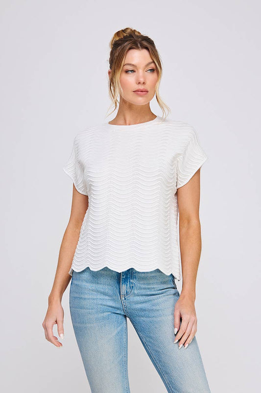Scallop Pattern Knit Top