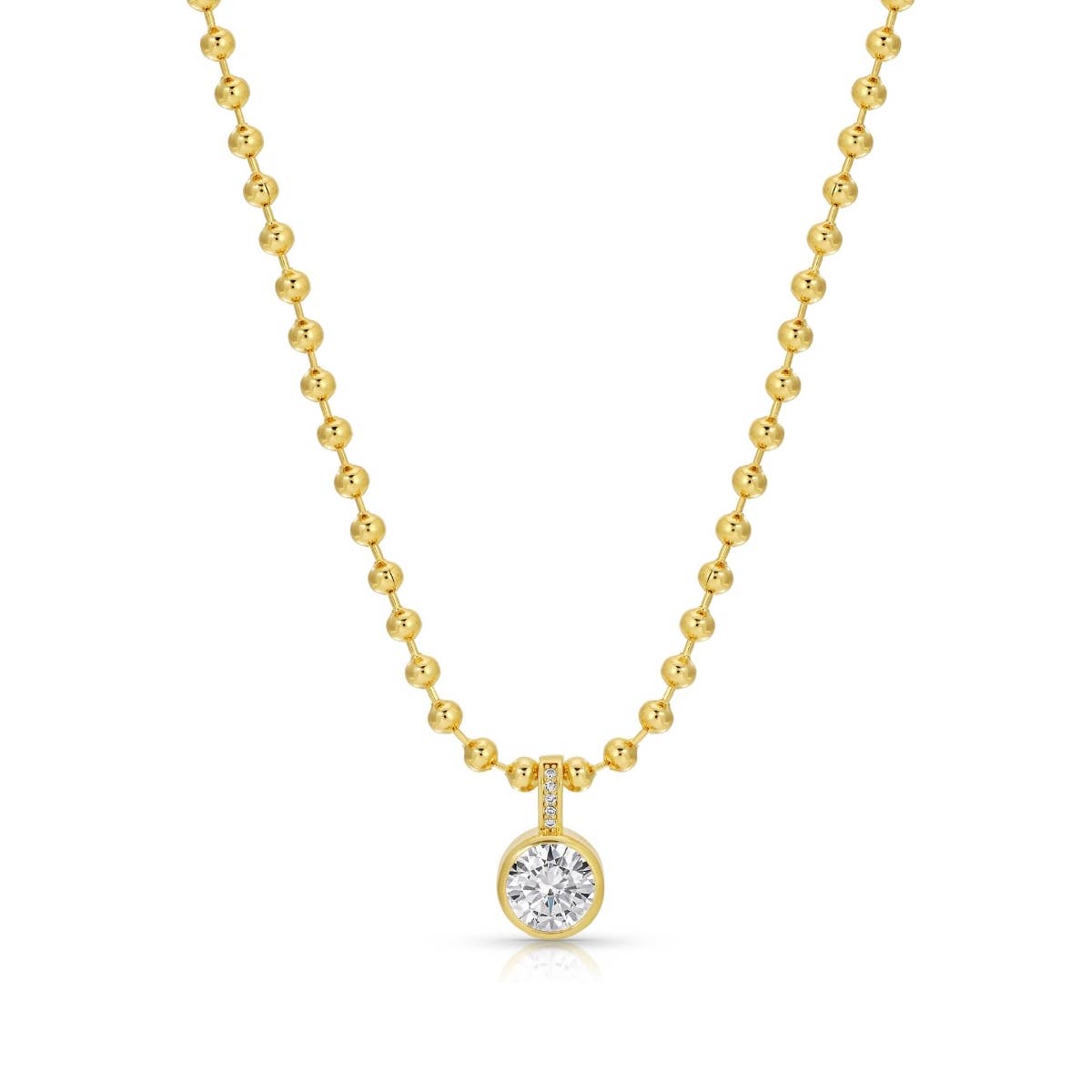 Splendid Iris - Bold in Style CZ Pendant Necklace: Gold