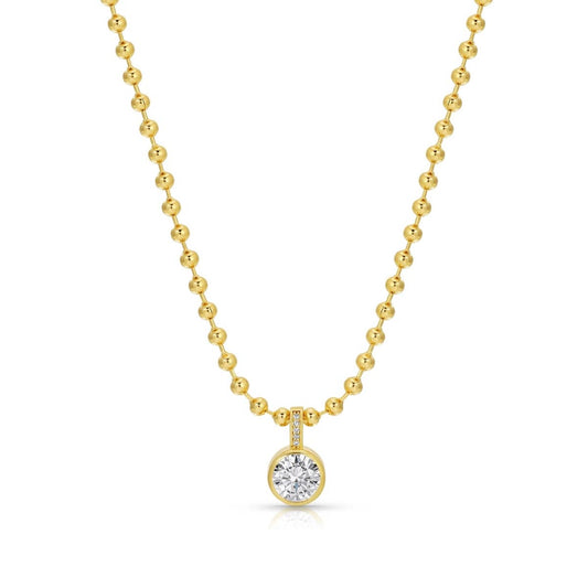 Splendid Iris - Bold in Style CZ Pendant Necklace: Gold