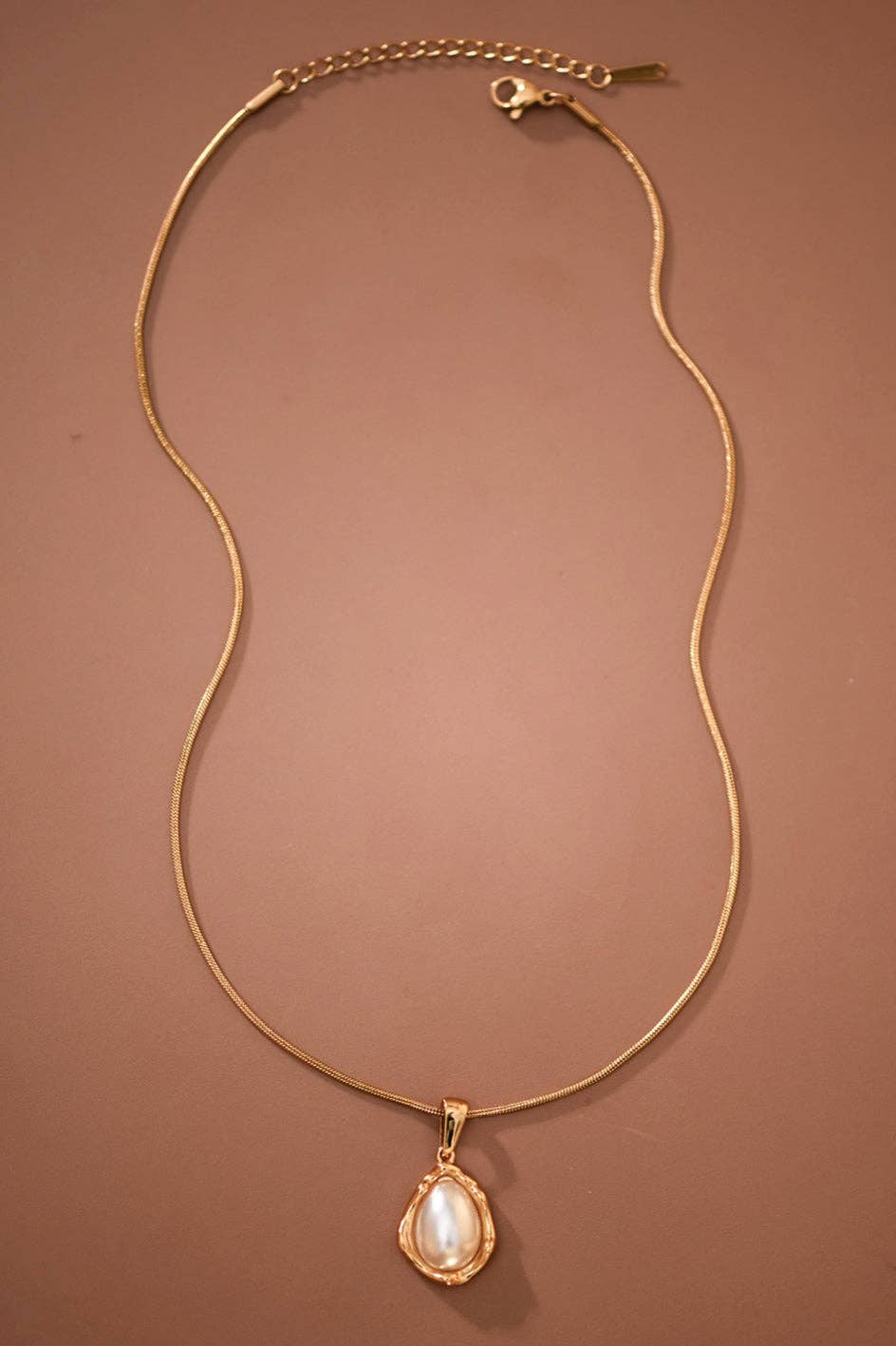 18K Gold PVD Plated Stainless Steel Minimal Pearl Necklace