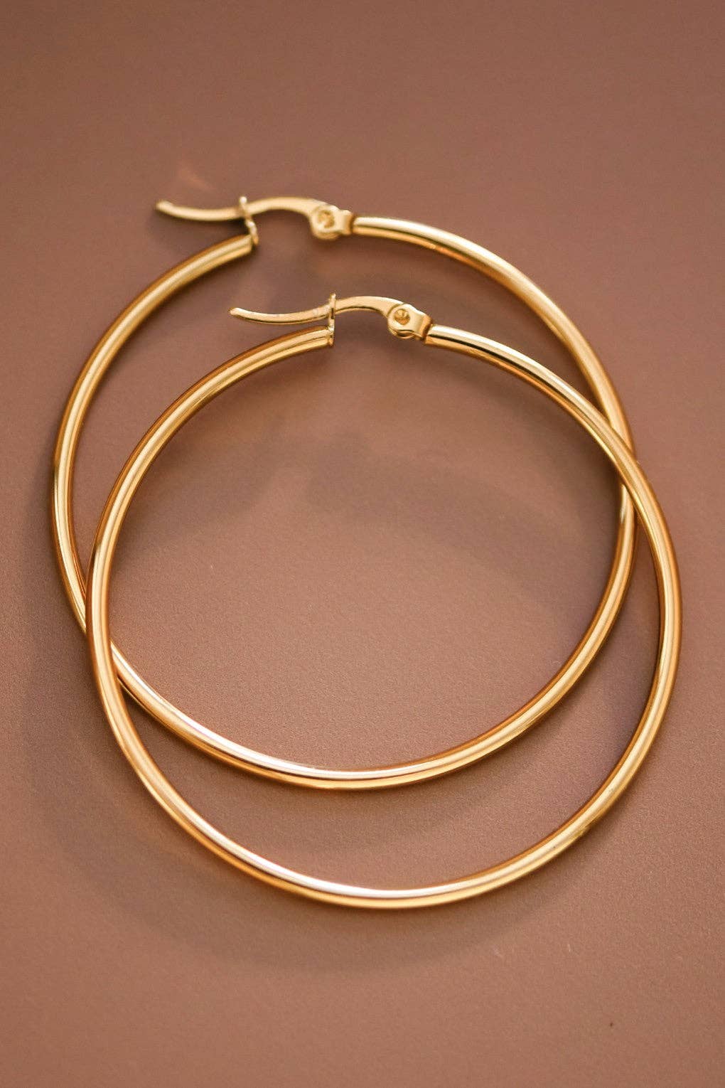 18K Gold Plated Waterproof Stainless Steel Hoop Earrings