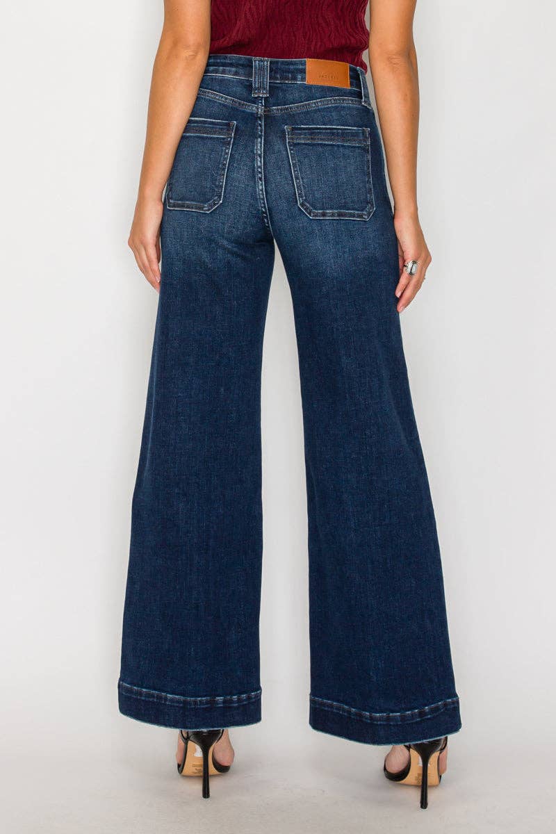 High Rise A-Line Wide Leg Jeans