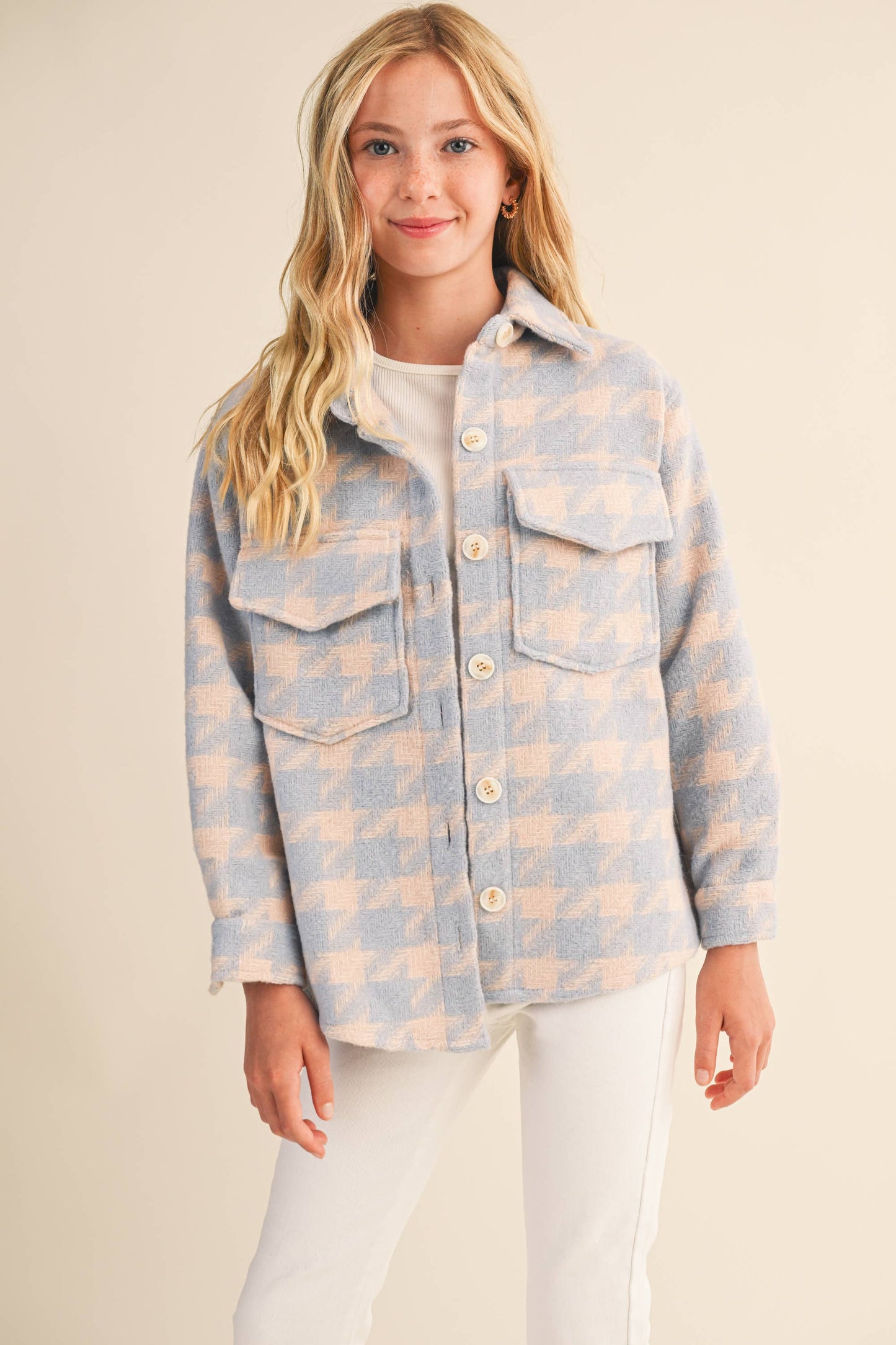 Girls Houndstooth Shacket