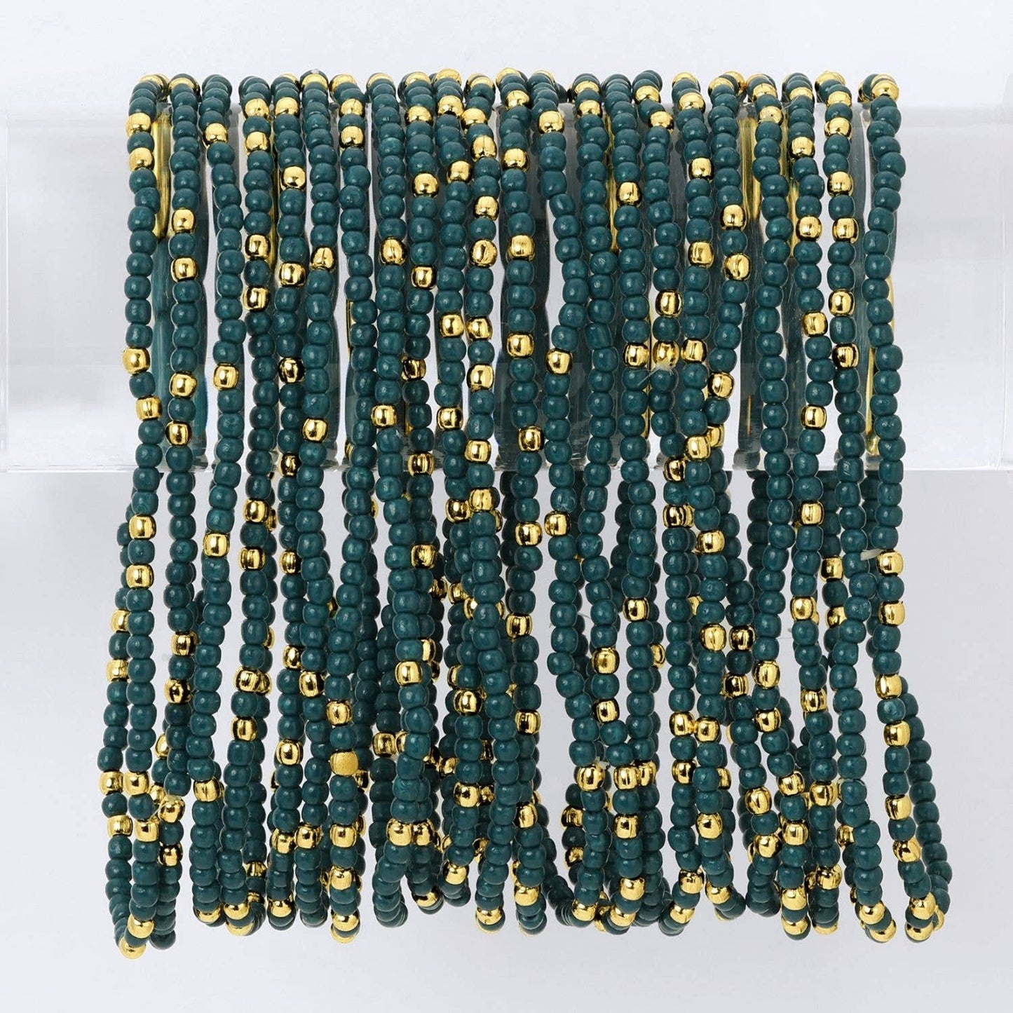 Splendid Iris - Solid Color 2mm Seed Bead Bracelets: Dark Teal