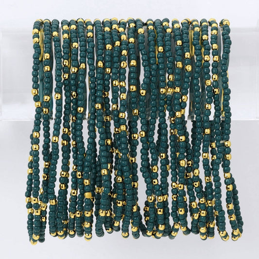 Splendid Iris - Solid Color 2mm Seed Bead Bracelets: Dark Teal