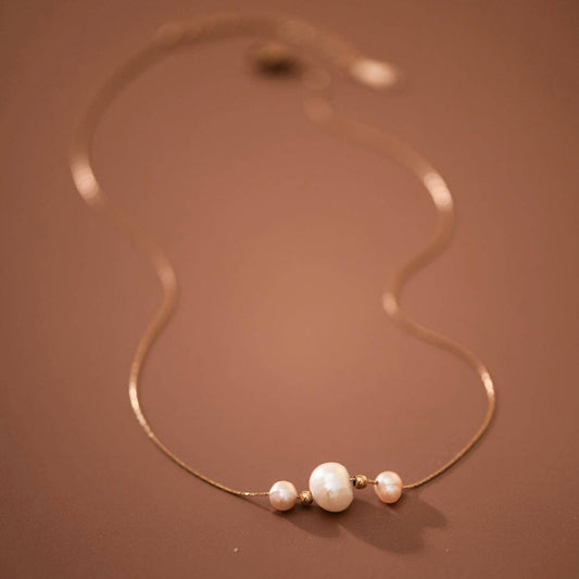 18K Gold PVD Plated Stainless Steel Freshwater Pearl Necklace