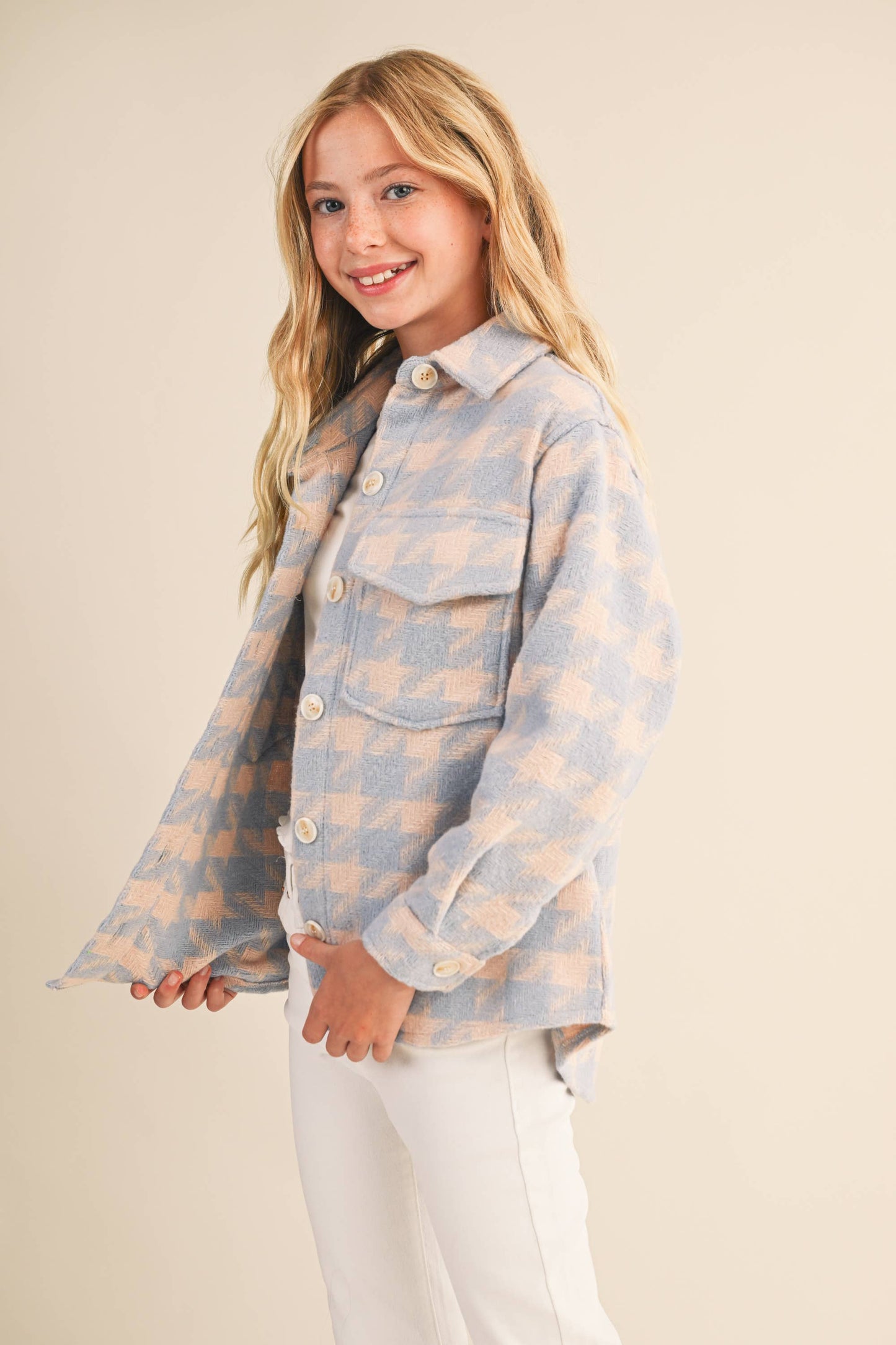 Girls Houndstooth Shacket