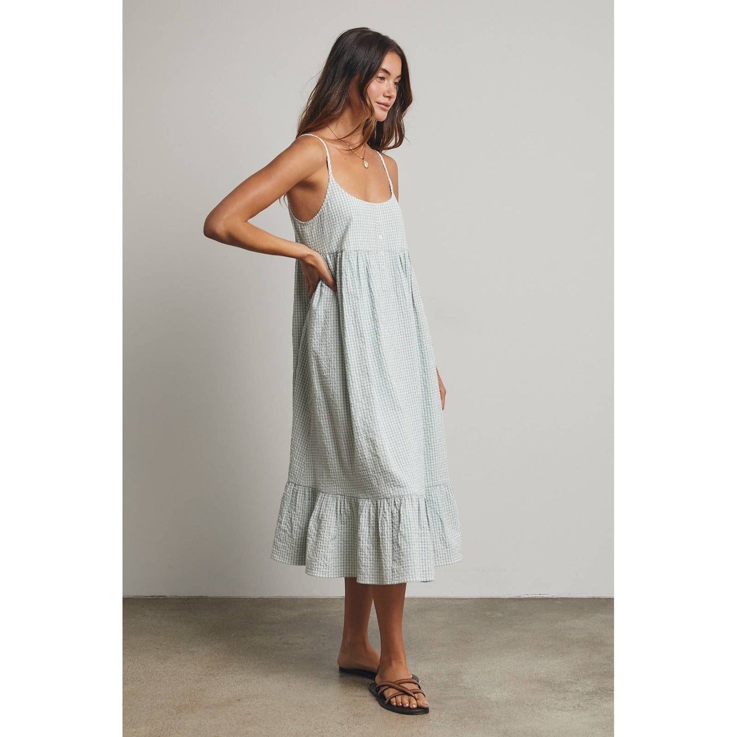 Gingham Midi Dress