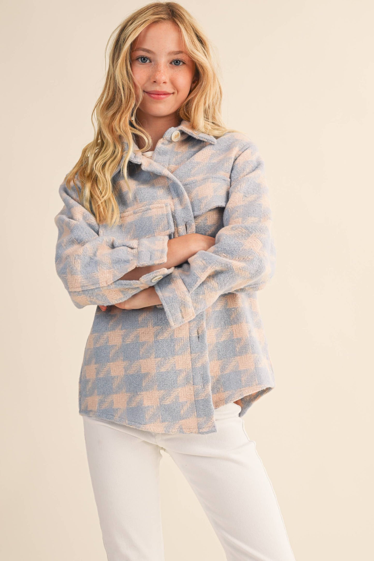 Girls Houndstooth Shacket