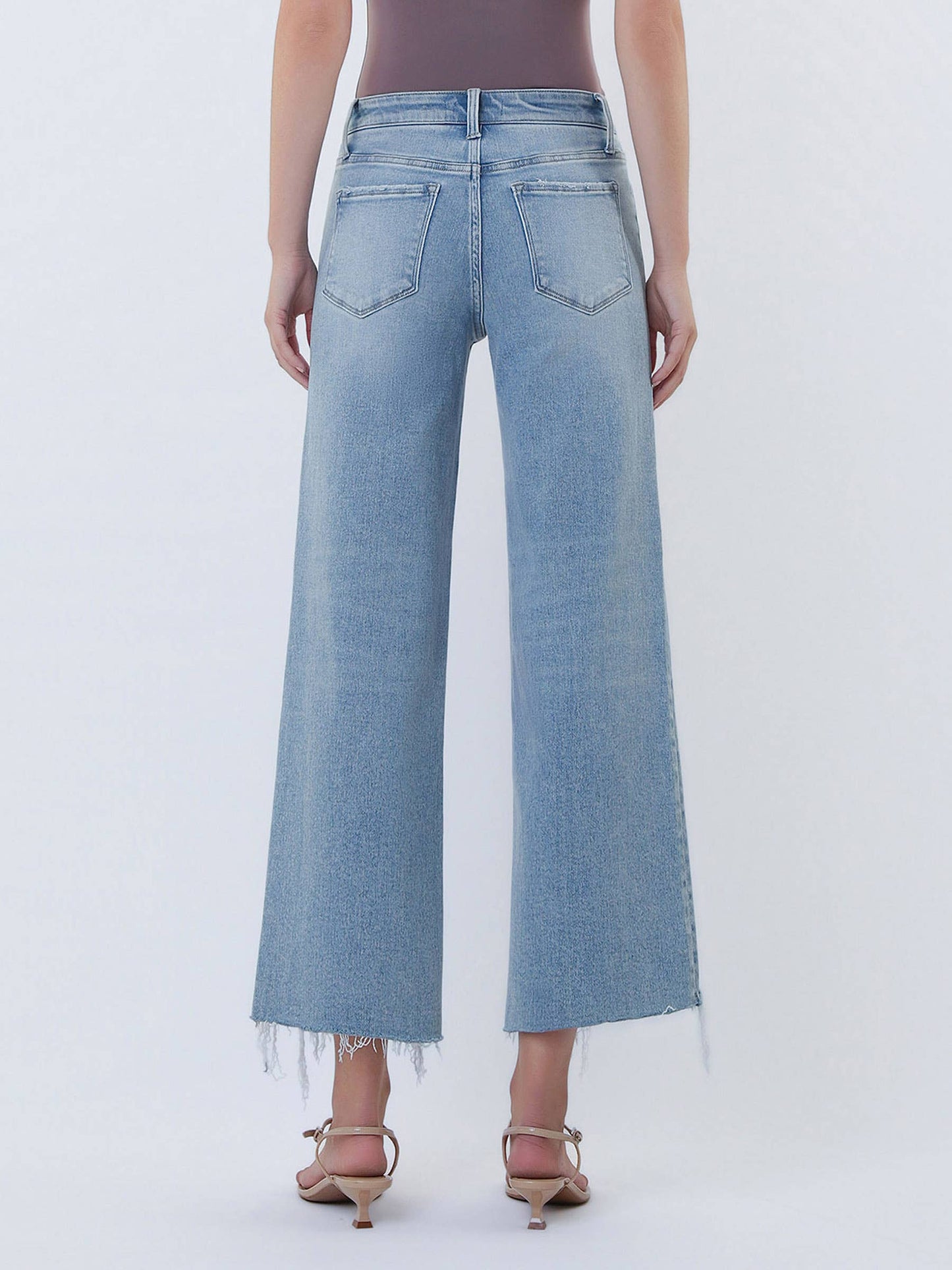 VERVET by FLYING MONKEY - HIGH RISE DISTRESSED HEM CROP WIDE LEG JEANS T7303: IMAGINATIVE / 28