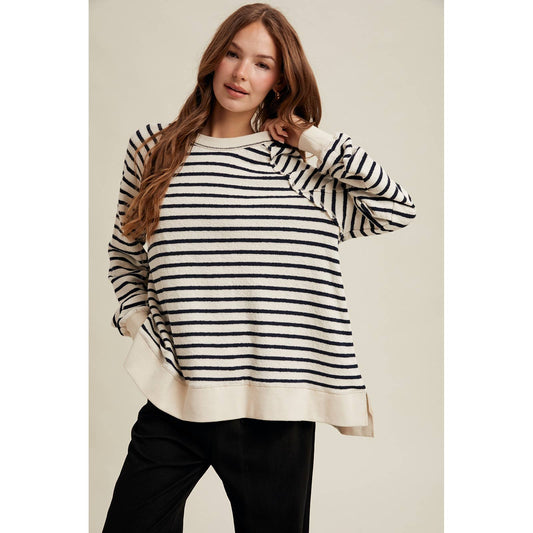 Oversized Cream/Navy Knit Top