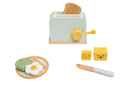 Pearhead - Brunch Time Wooden Toaster Set, Developmental Toy