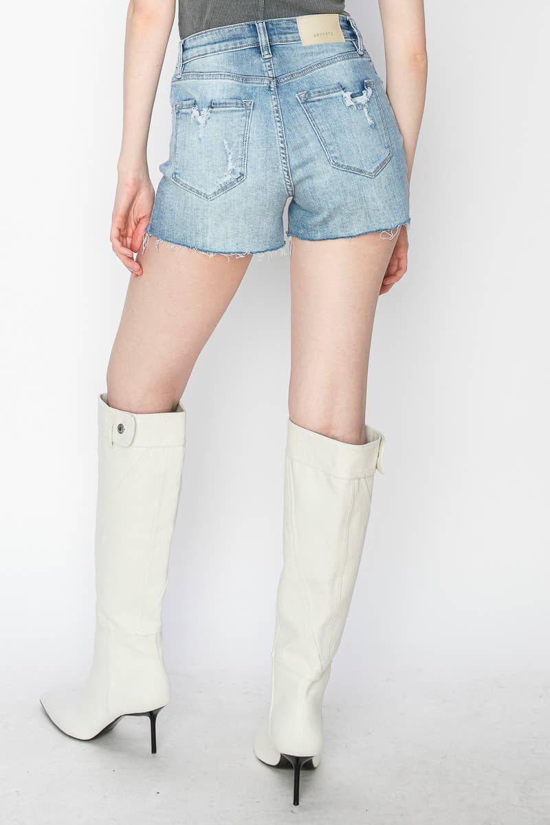 ARTEMIS VINTAGE - HIGH RISE STRETCH DENIM SHORTS