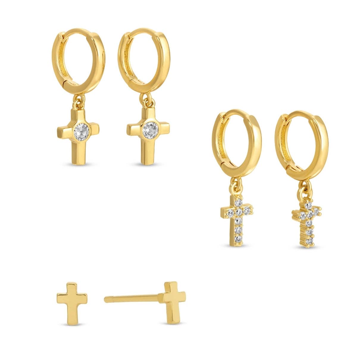Splendid Iris - Combo 3, Set of Cross Huggies: Gold