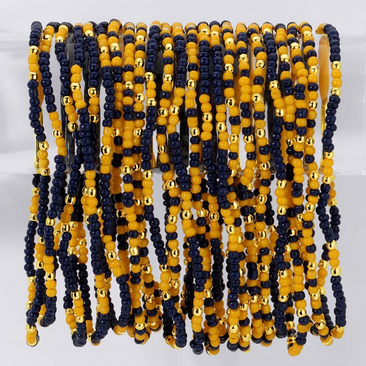 Splendid Iris - Stretch Seed Bead GAME DAY Bracelets: Red/Black/White
