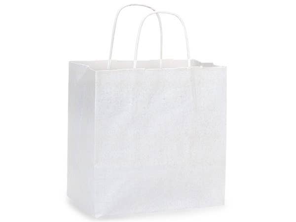 Nashville Wraps - White Kraft Retail Paper Shopping Bags: 100 Pack / Junior 8x5x8"