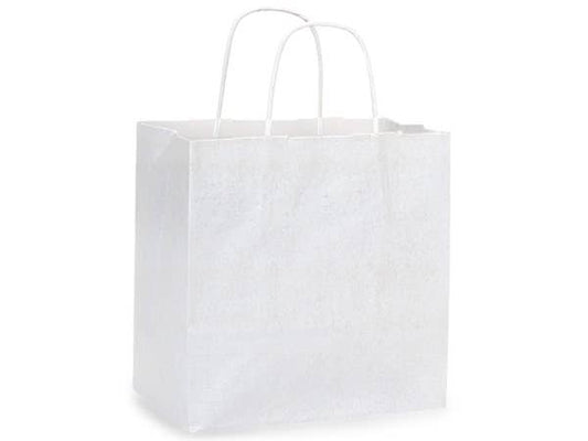 Nashville Wraps - White Kraft Retail Paper Shopping Bags: 100 Pack / Junior 8x5x8"