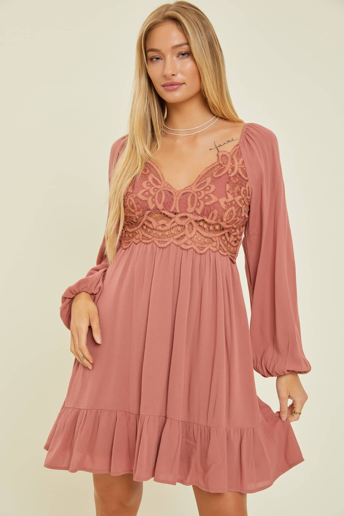 Dusty Rose Bodice Dress