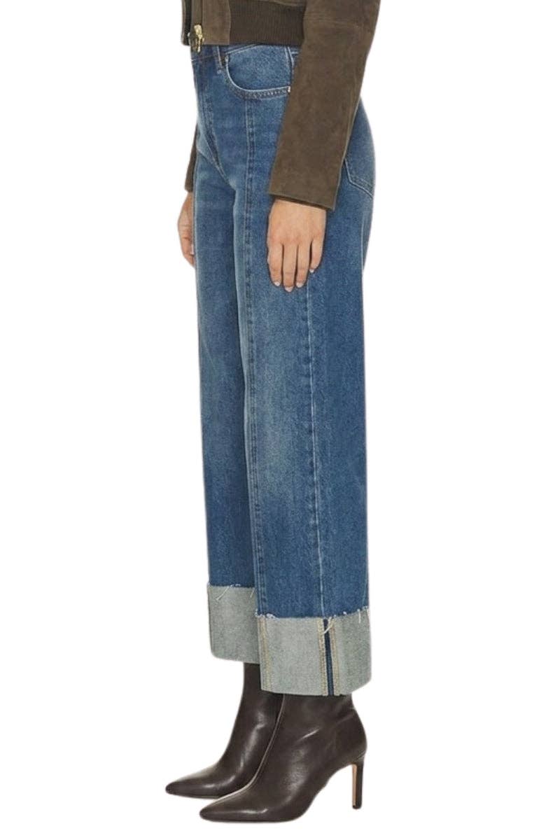 INSEAM TRANSFORM HIGH RISE TUMMY CONTROL A-WIDE JEANS: Dark wash