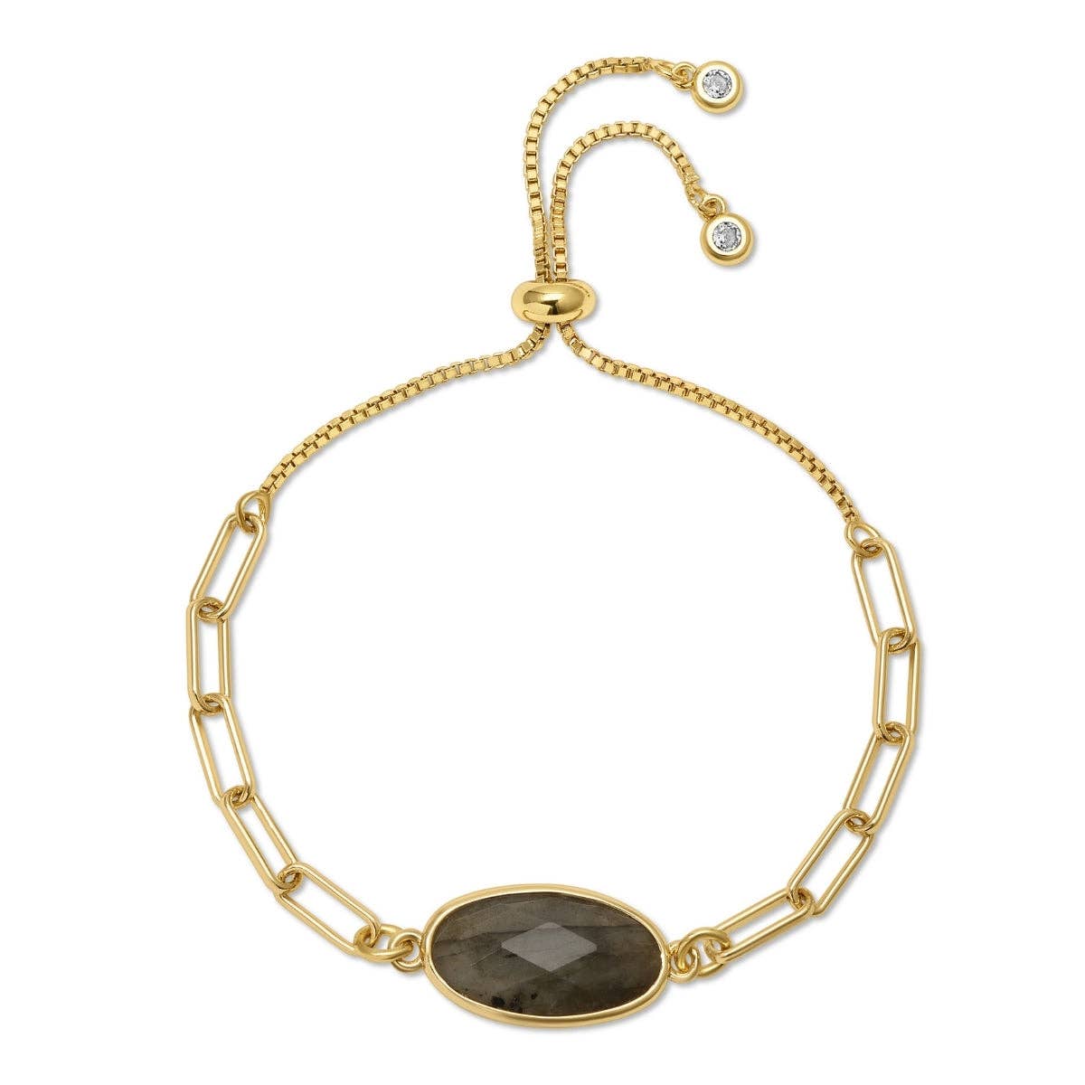 Splendid Iris - Oval Stone Pulley Bracelet: White