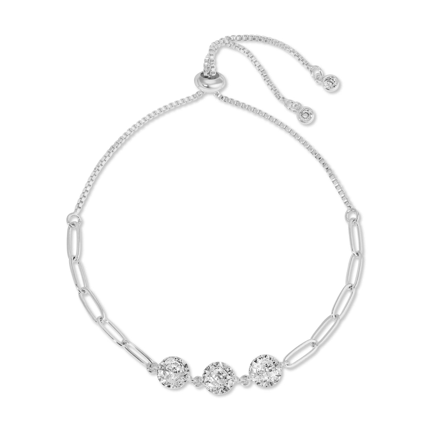 Splendid Iris - Triple Faux Diamond Paperclip Pulley Bracelet: Gold