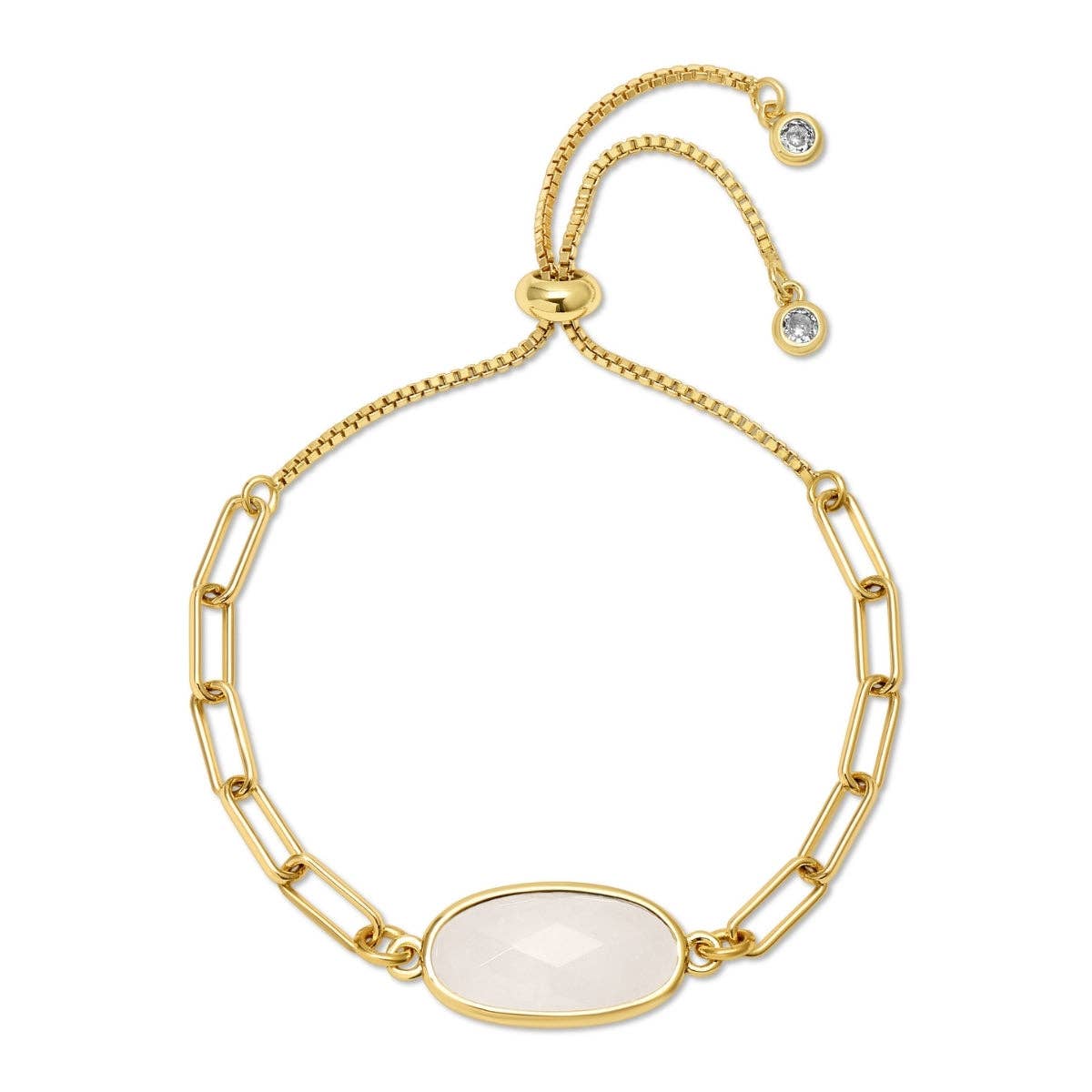Splendid Iris - Oval Stone Pulley Bracelet: White