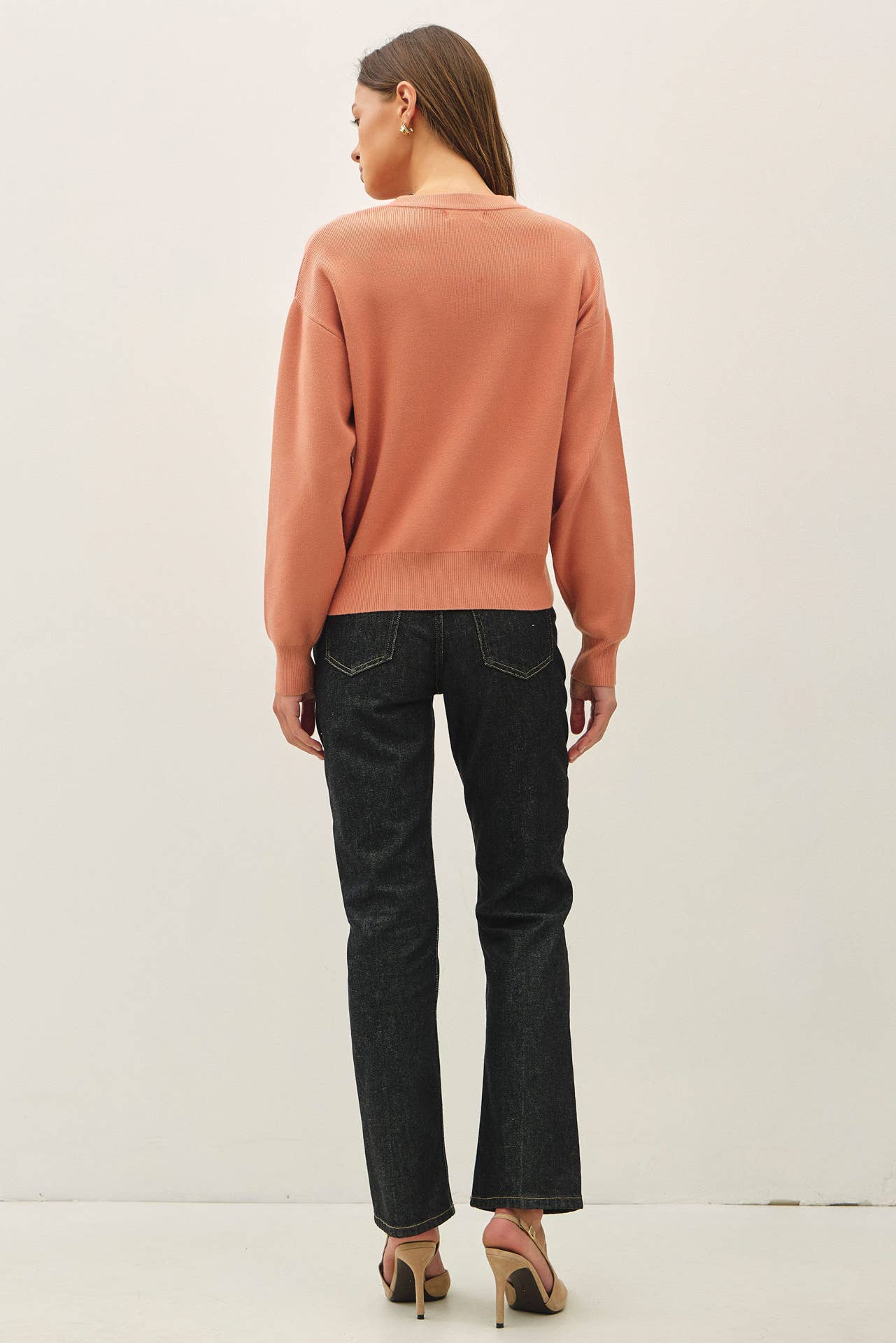 BOYFRIEND FIT PULLOVER SWEATER: DUSTY PEACH