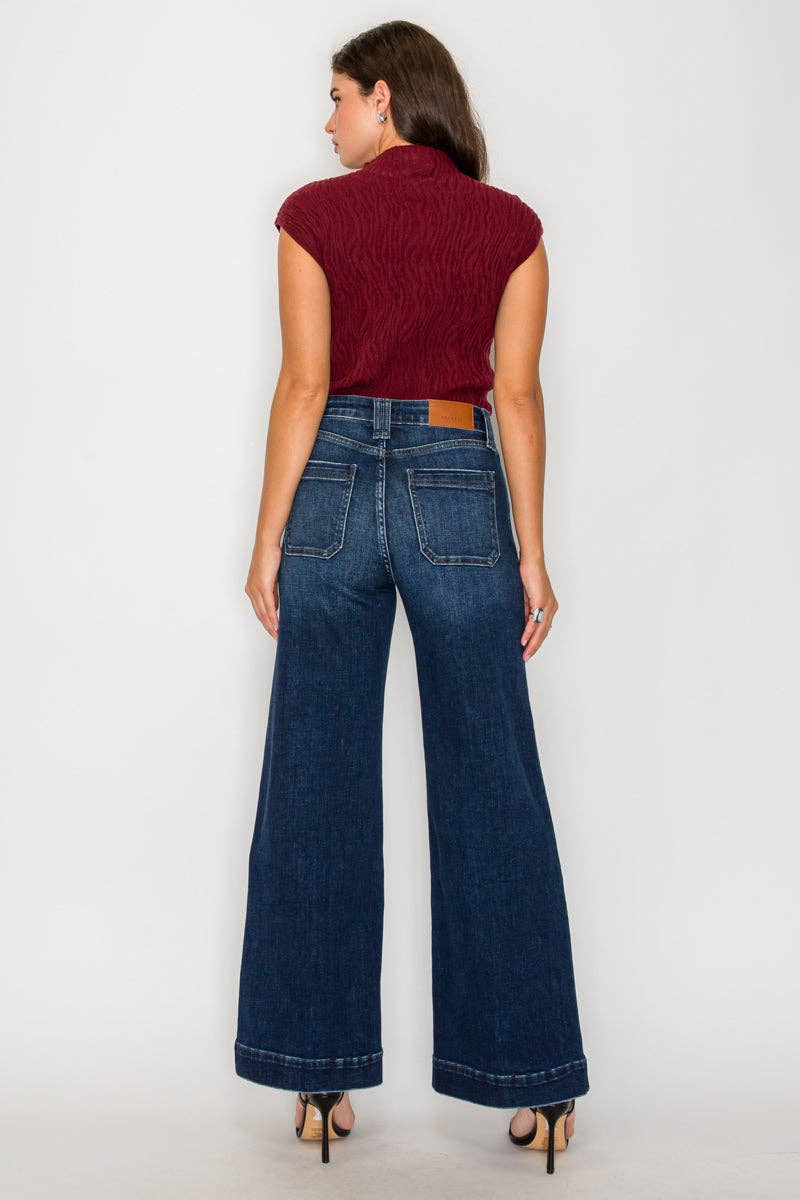 High Rise A-Line Wide Leg Jeans