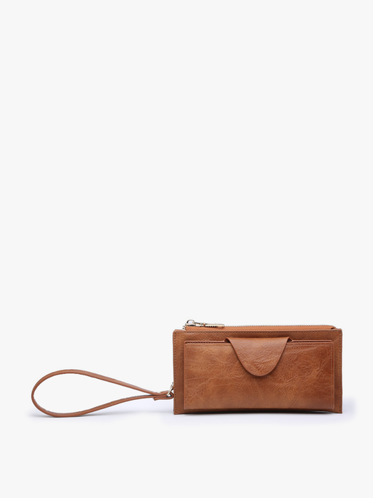 Kyla RFID Wallet w/ Snap Closure: Brown