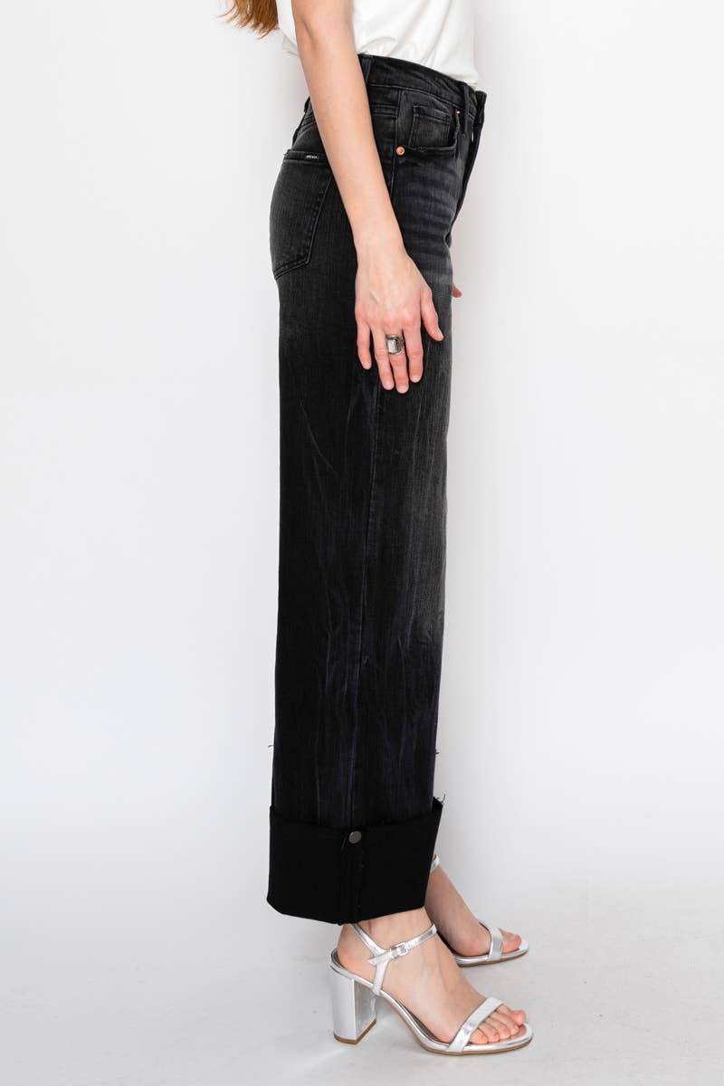 INSEAM TRANSFORM TUMMY CONTROL HIGH RISE A-LINE WIDE JEANS