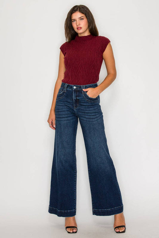 High Rise A-Line Wide Leg Jeans