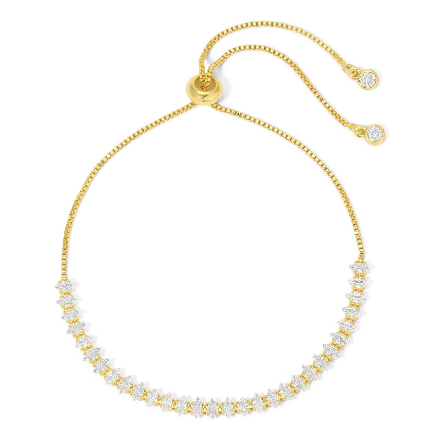 Splendid Iris - Delicate Faux Diamond Tennis Bracelet: Gold