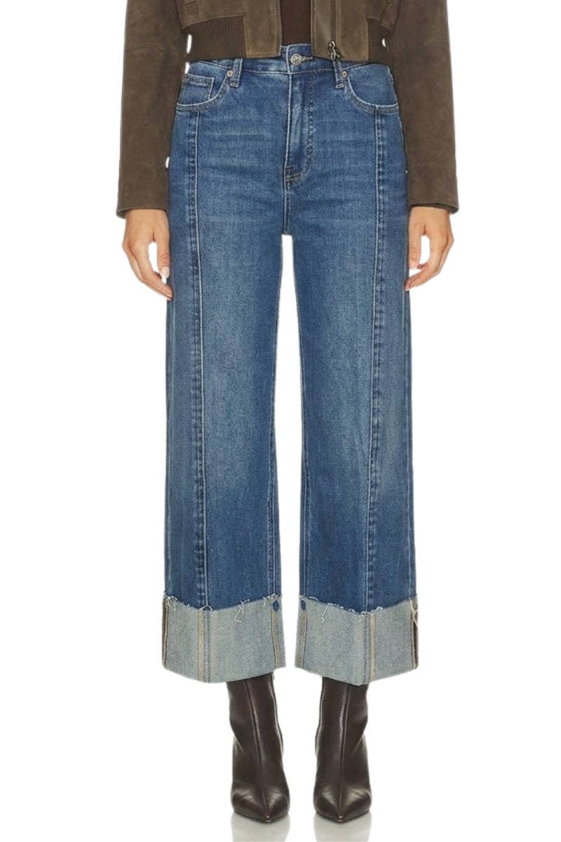 INSEAM TRANSFORM HIGH RISE TUMMY CONTROL A-WIDE JEANS: Dark wash