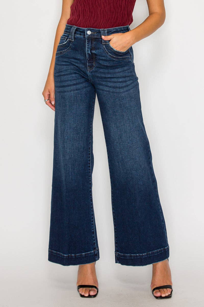 High Rise A-Line Wide Leg Jeans