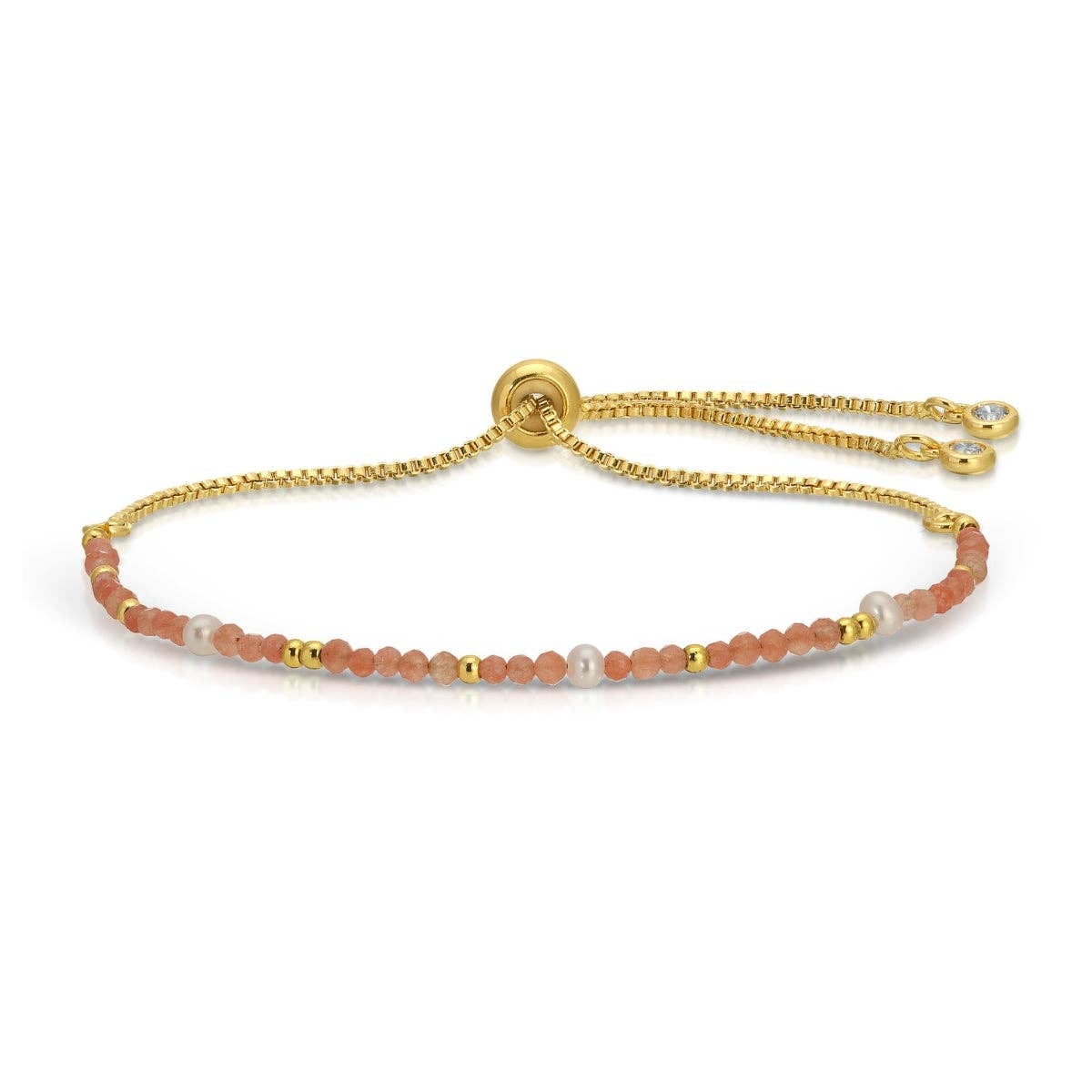 Splendid Iris - Delicate Stone Pulley Bracelet: Black