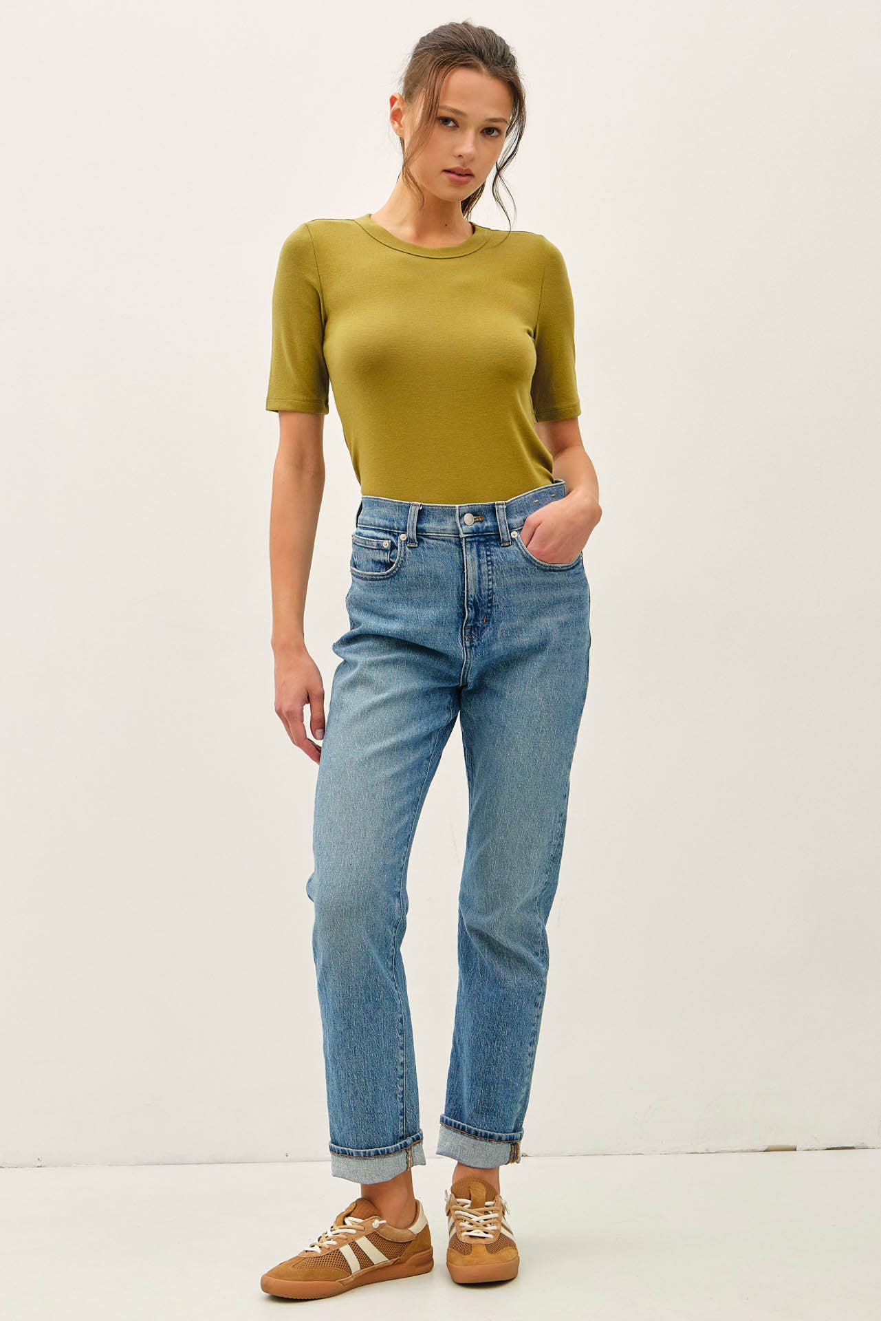 Be Cool - [NEW COLOR]ULTRA SOFT BASIC SHORT SLEEVE TOP : WINE / L
