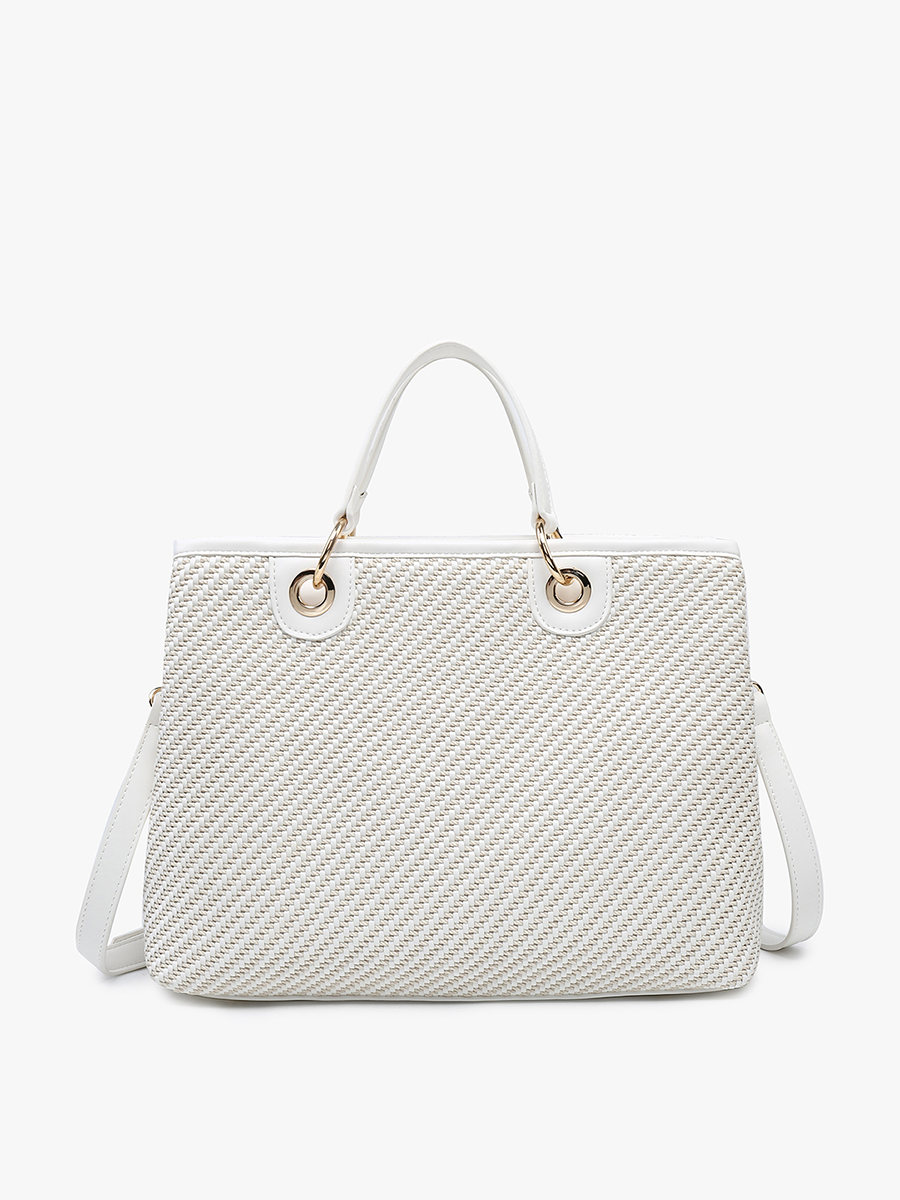 Nancy Woven Striped Tote: White