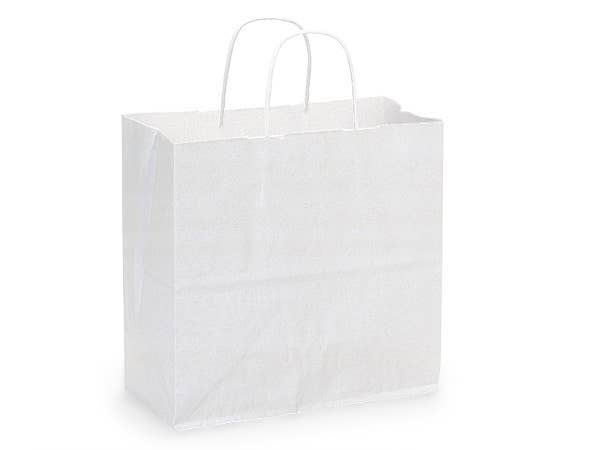 Nashville Wraps - White Kraft Retail Paper Shopping Bags: 100 Pack / Junior 8x5x8"