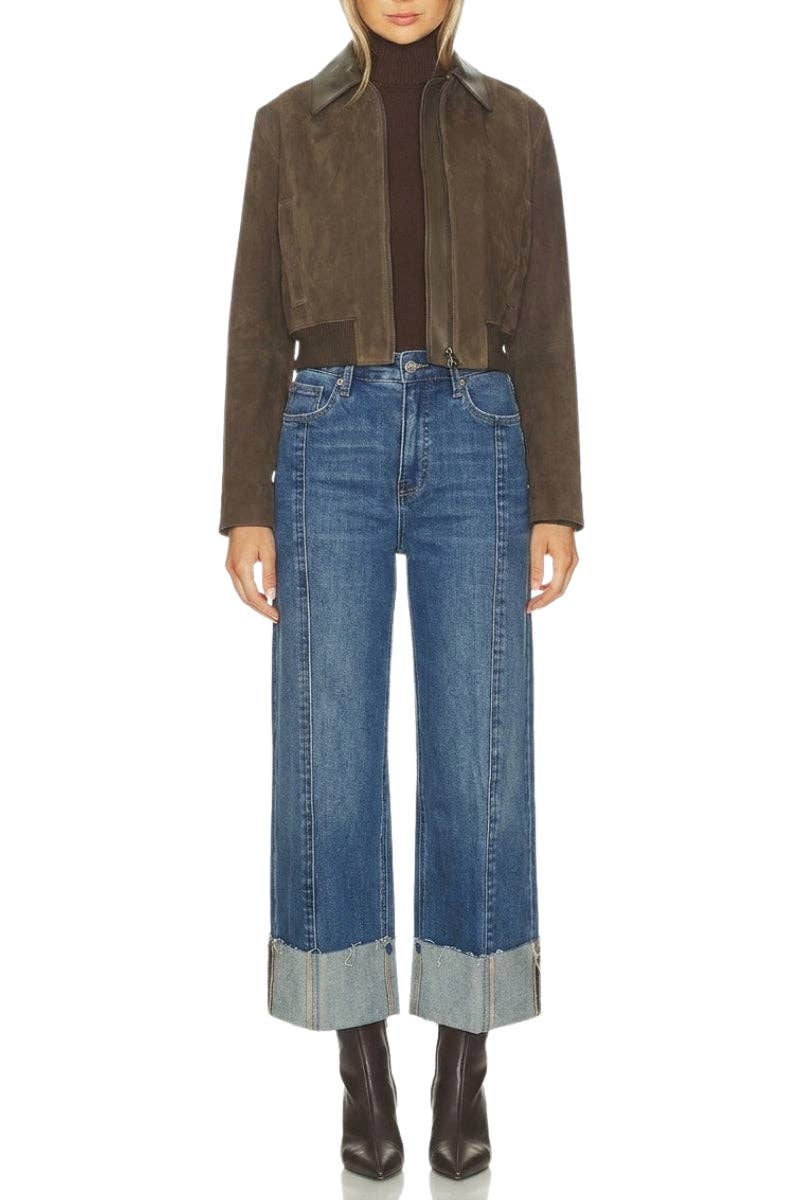 INSEAM TRANSFORM HIGH RISE TUMMY CONTROL A-WIDE JEANS: Dark wash