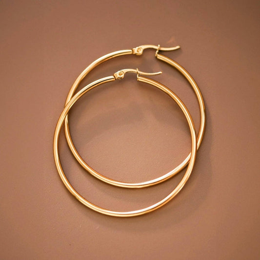 18K Gold Plated Waterproof Stainless Steel Hoop Earrings