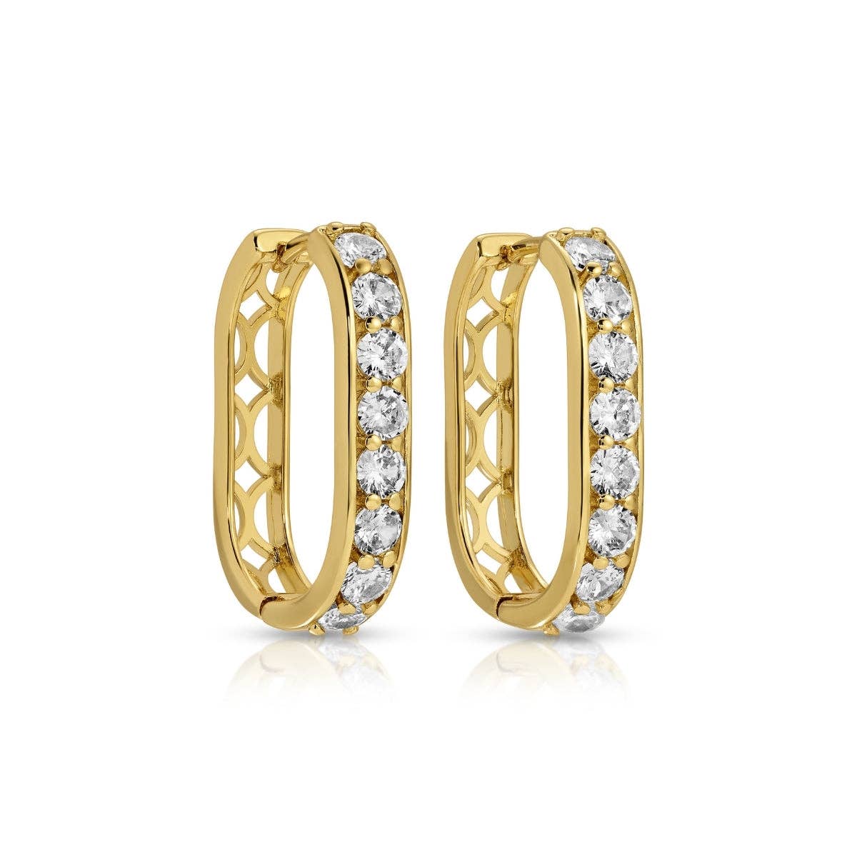 Splendid Iris - Large Luxe Cubic Zirconia Huggies: Gold