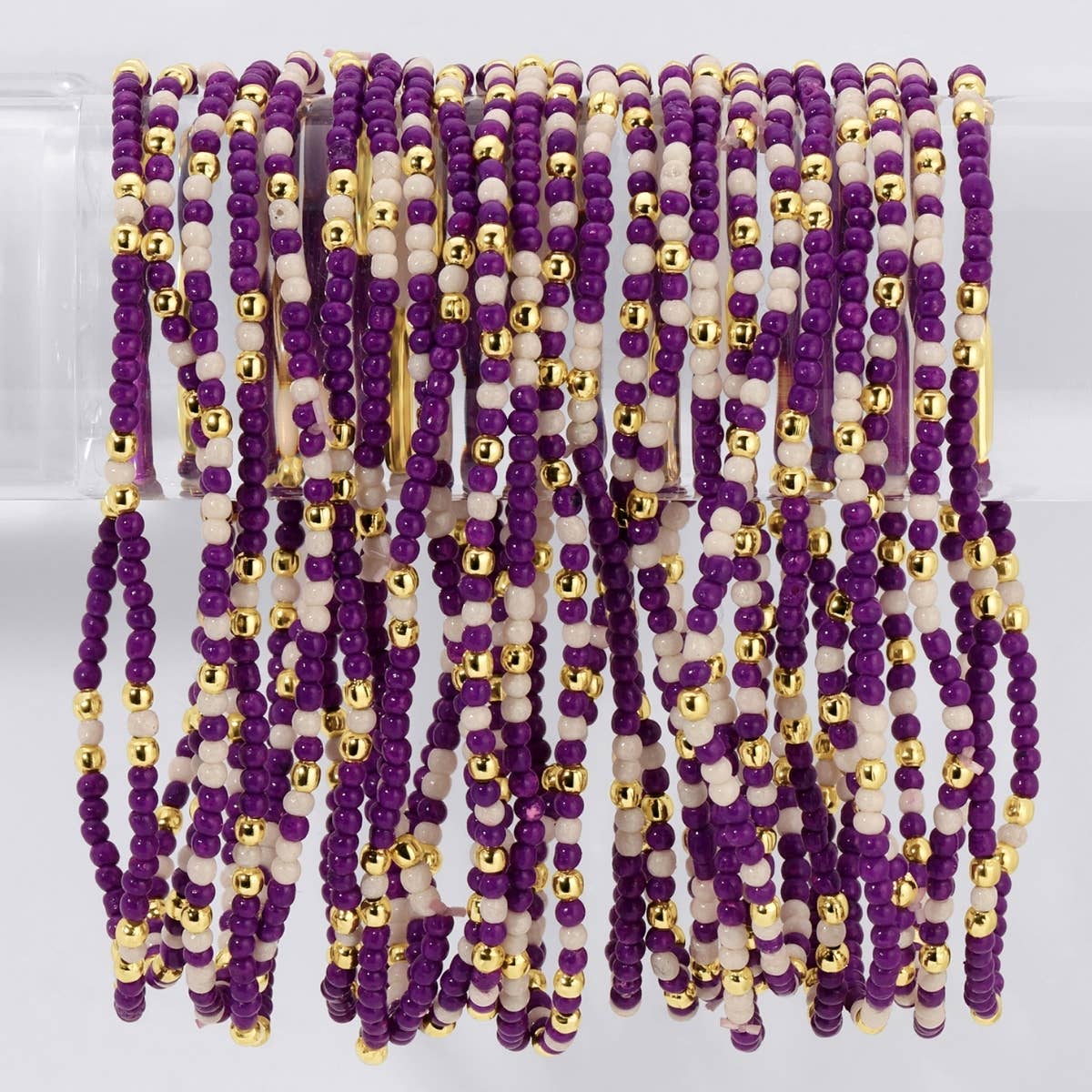 Splendid Iris - Stretch Seed Bead GAME DAY Bracelets: Red/Black/White