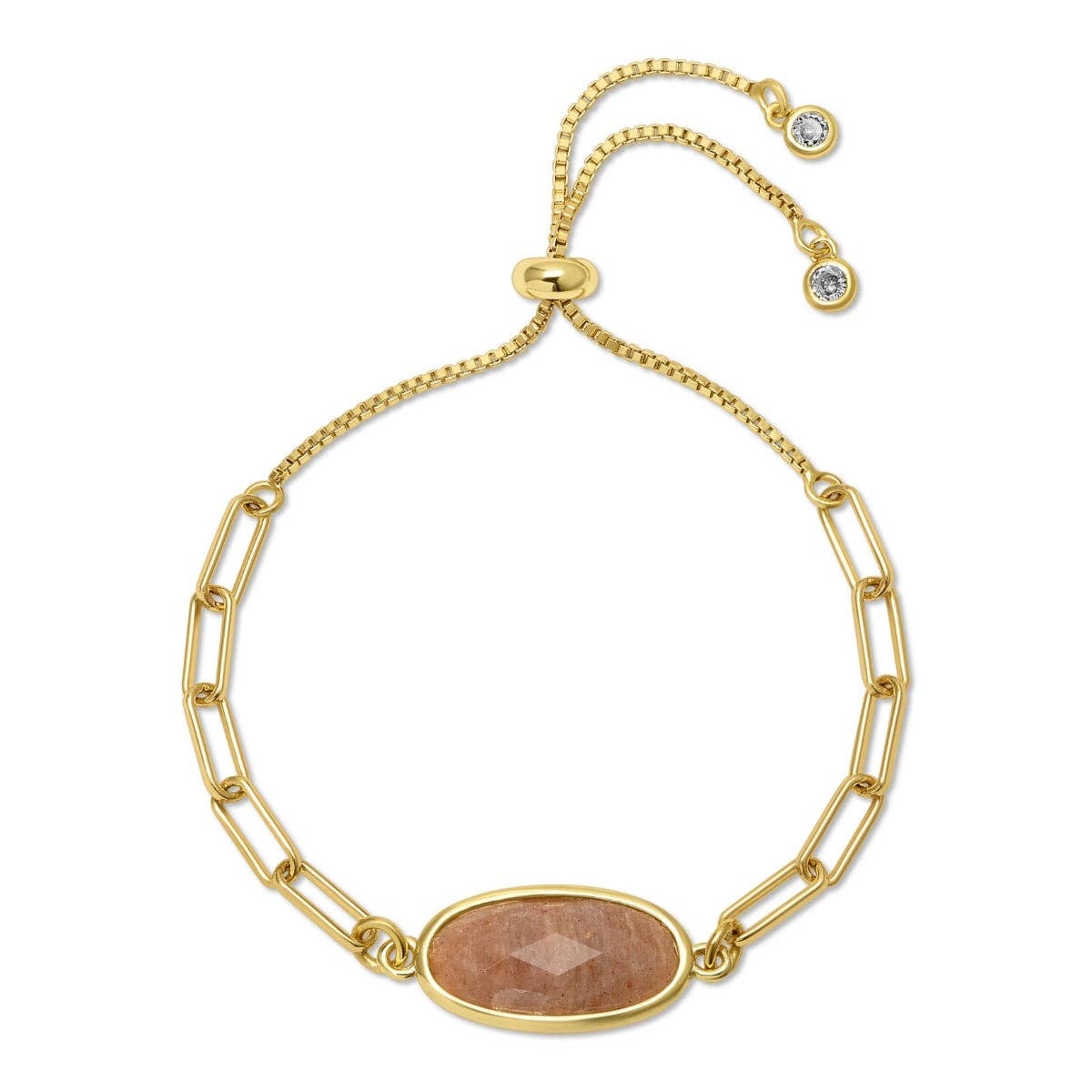 Splendid Iris - Oval Stone Pulley Bracelet: White