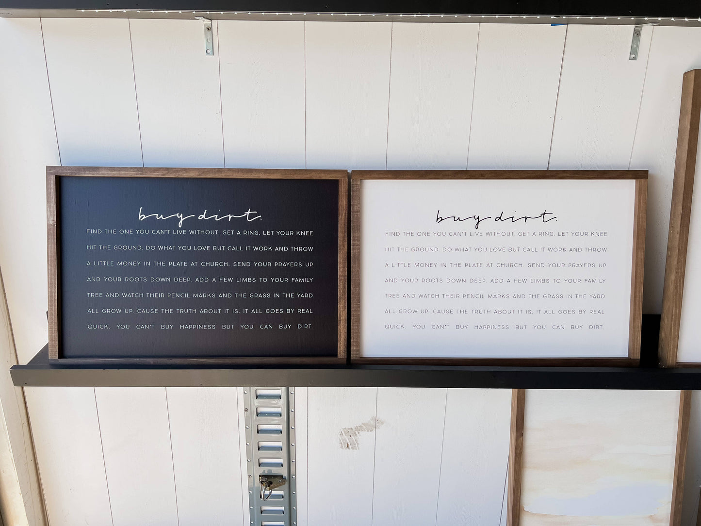Lily and Sparrow - Buy Dirt - Horizontal | Wall Decor, Home Decor, Wall Art: White / Dark Walnut / 25x17"
