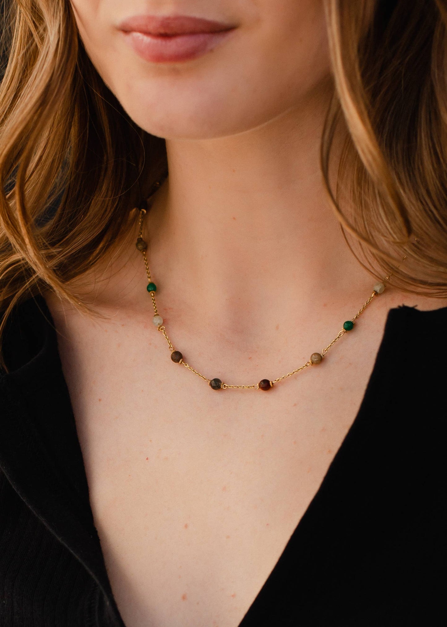 Gold & Multicolored Beaded Necklace